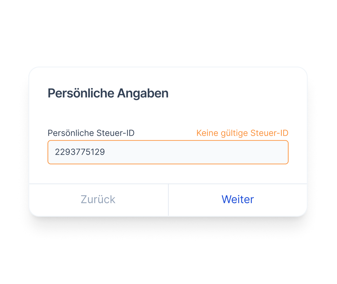 Bild von einem Formular mit Fehlermeldungen bei der Plausibilitätsprüfung
